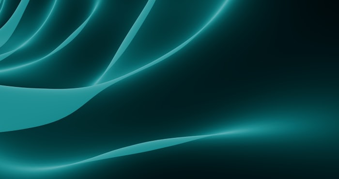 Abstract teal waves on dark background representing strategic AI consulting flow